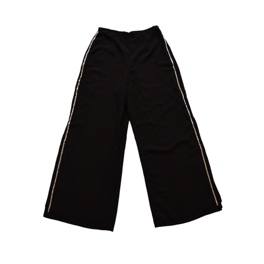 Pantalón negro de gasa con canutillo