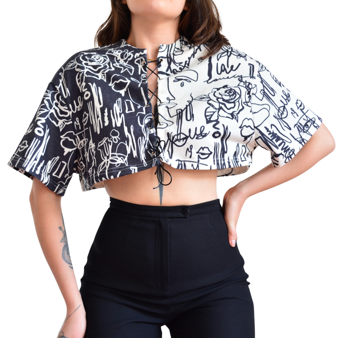 Blusa bicolor abstracta