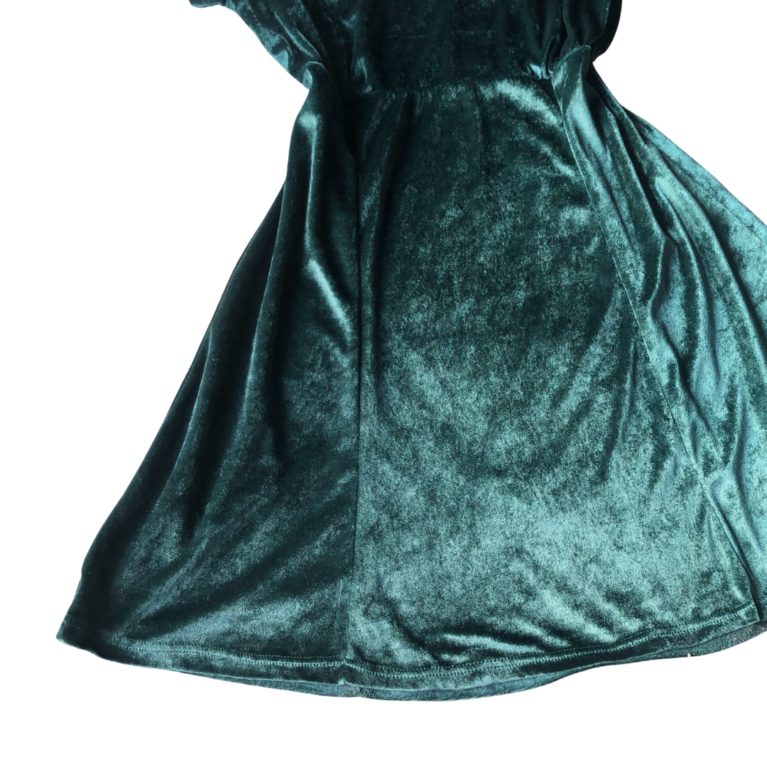Vestido velvet verde hoja