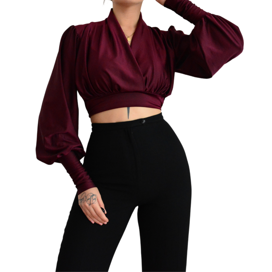 Blusa vino drappeada