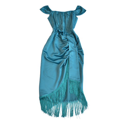 Vestido satinado con corset
