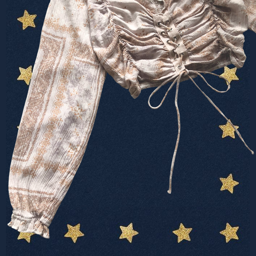 Top beige cierre corset