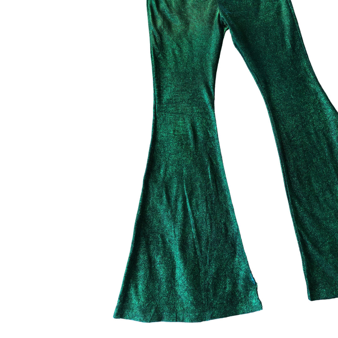 Pantalón flared con brillos tornasol