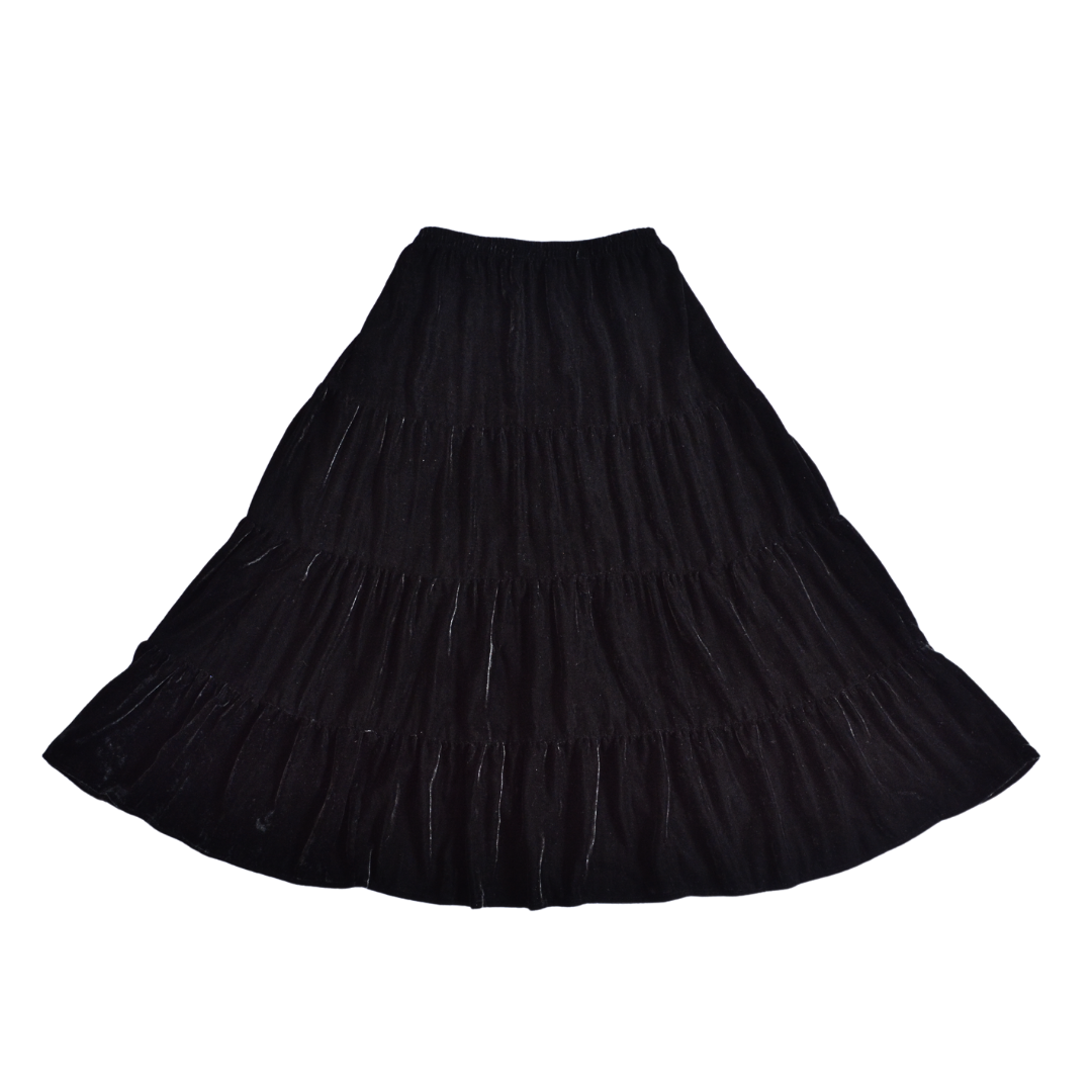 Falda larga negra de terciopelo