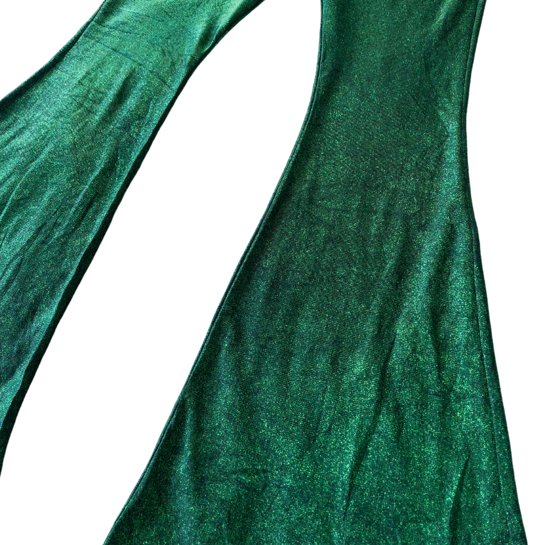 Pantalón flared con brillos tornasol