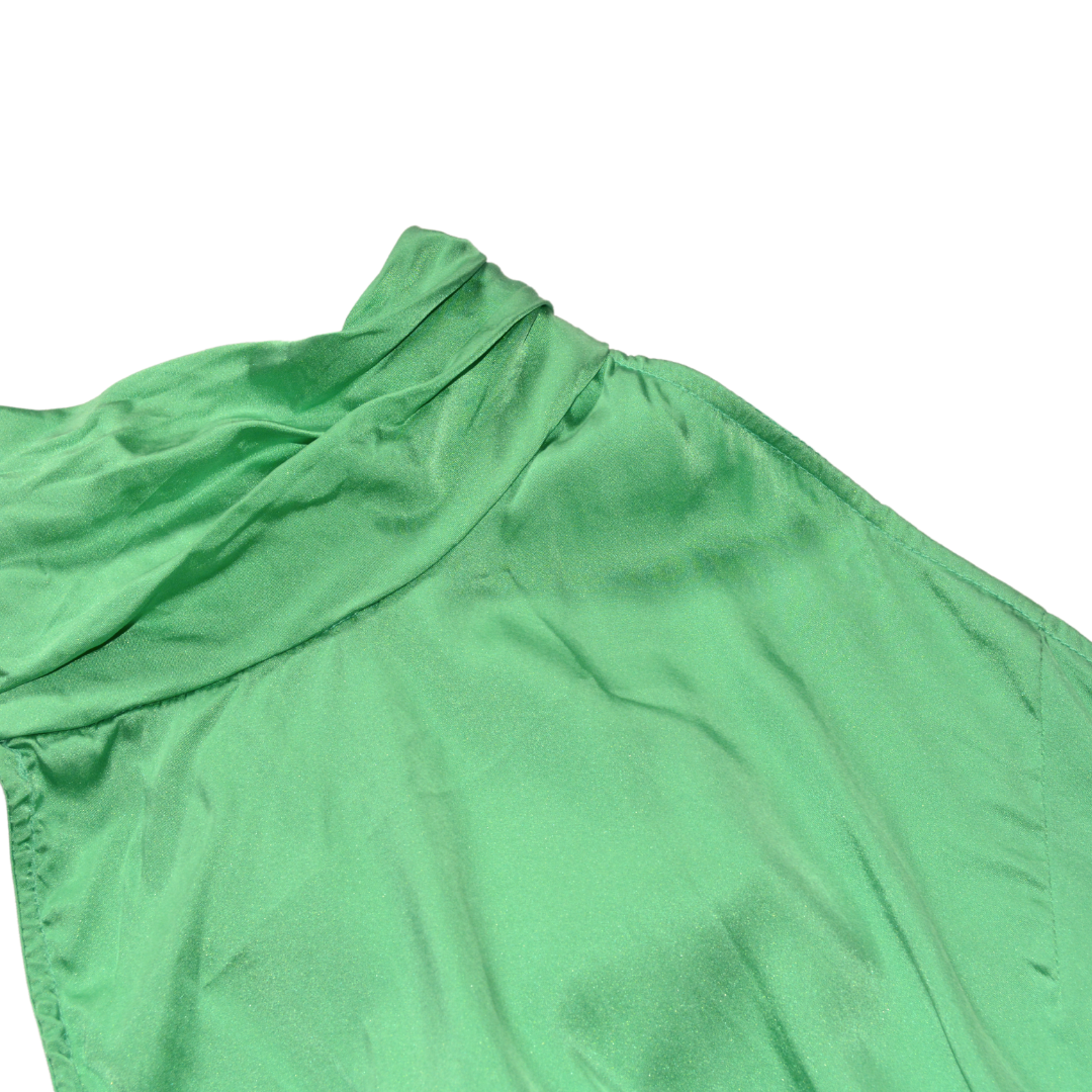 Vestido verde largo de seda