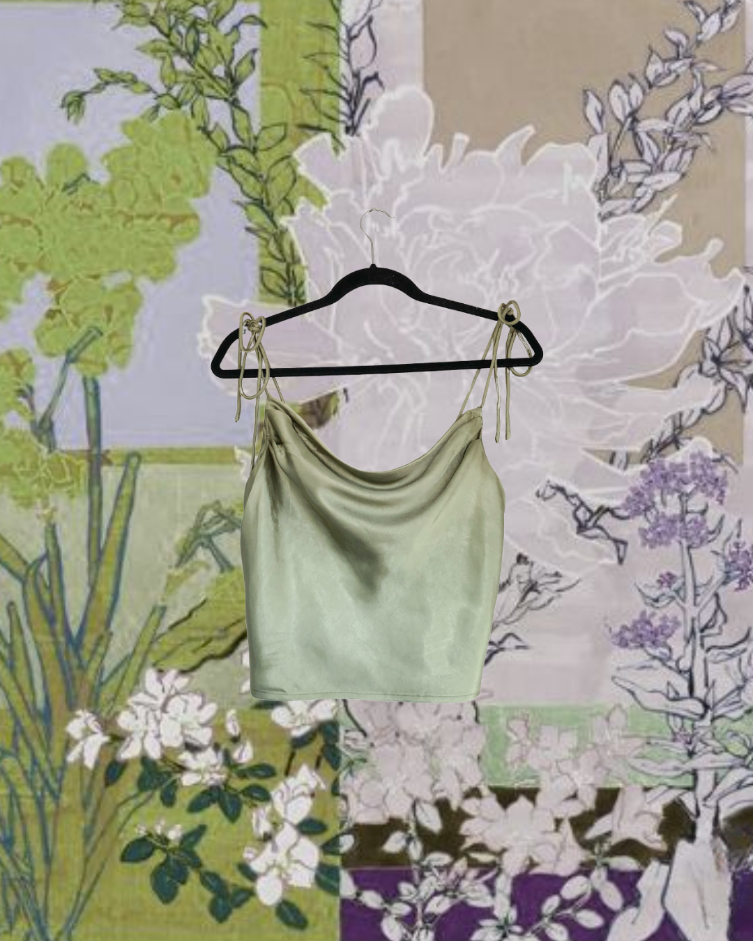 Top verde satin