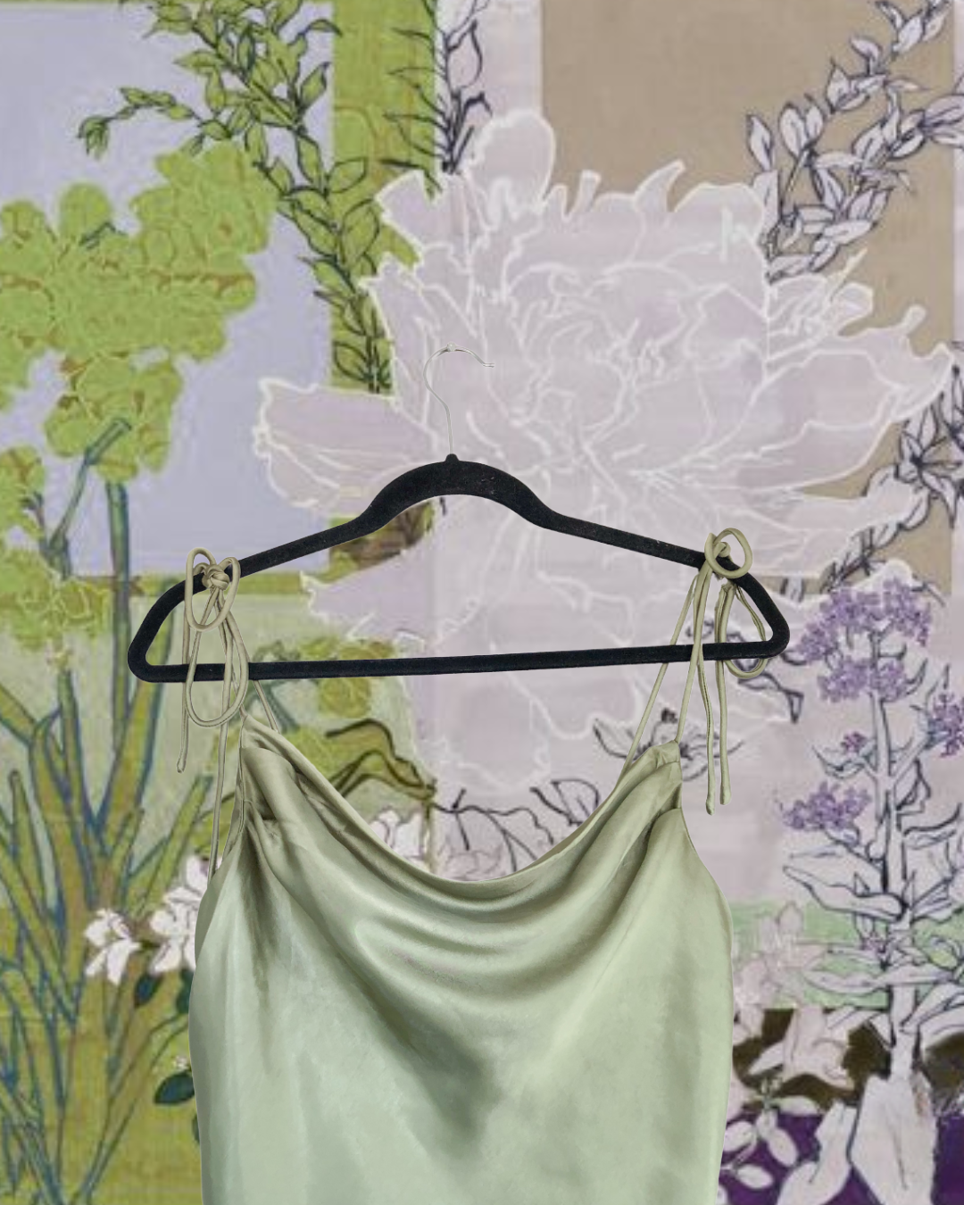 Top verde satin