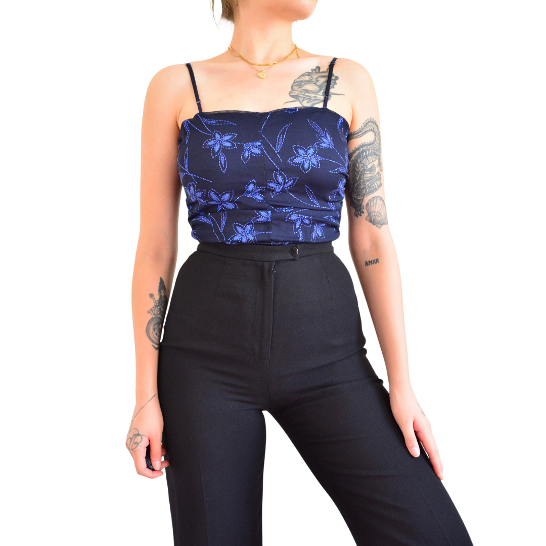 Blusa mesh con glitter floral