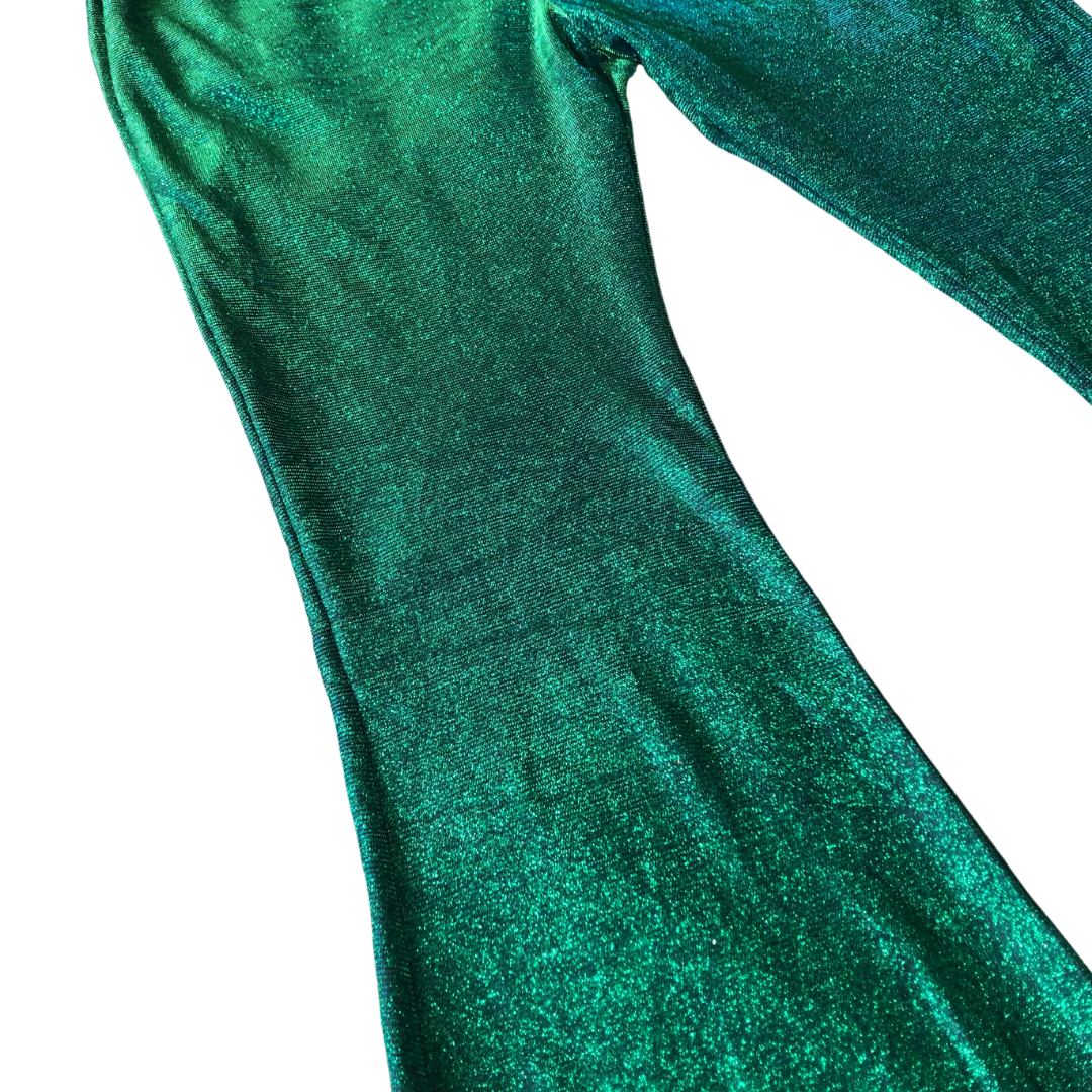 Pantalón flared con brillos tornasol