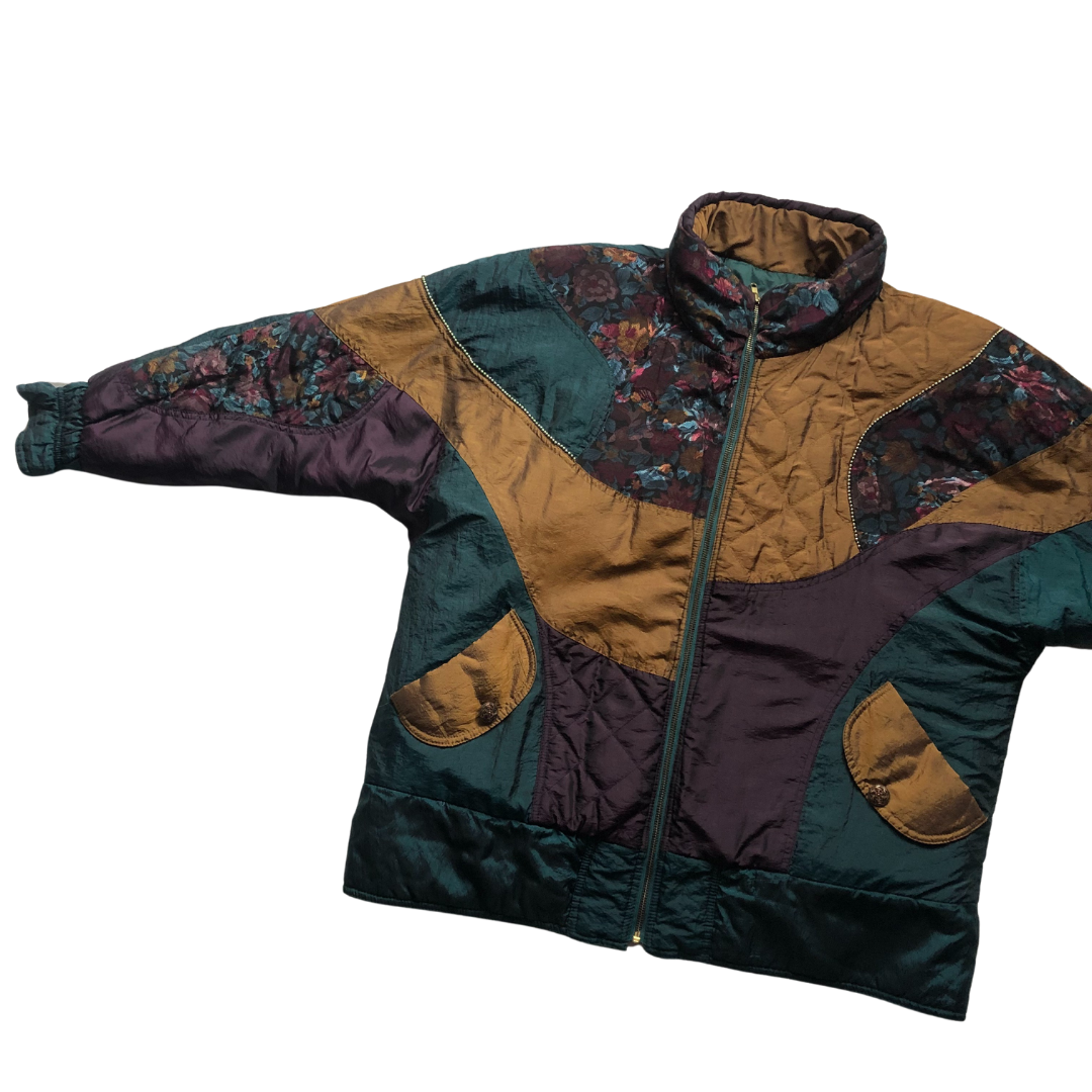Chamarra 80s bomber patchwok floral