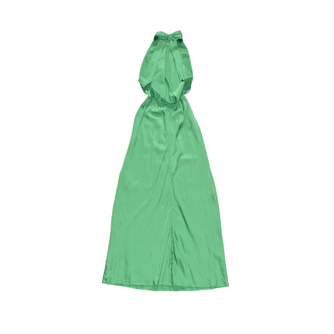 Vestido verde largo de seda