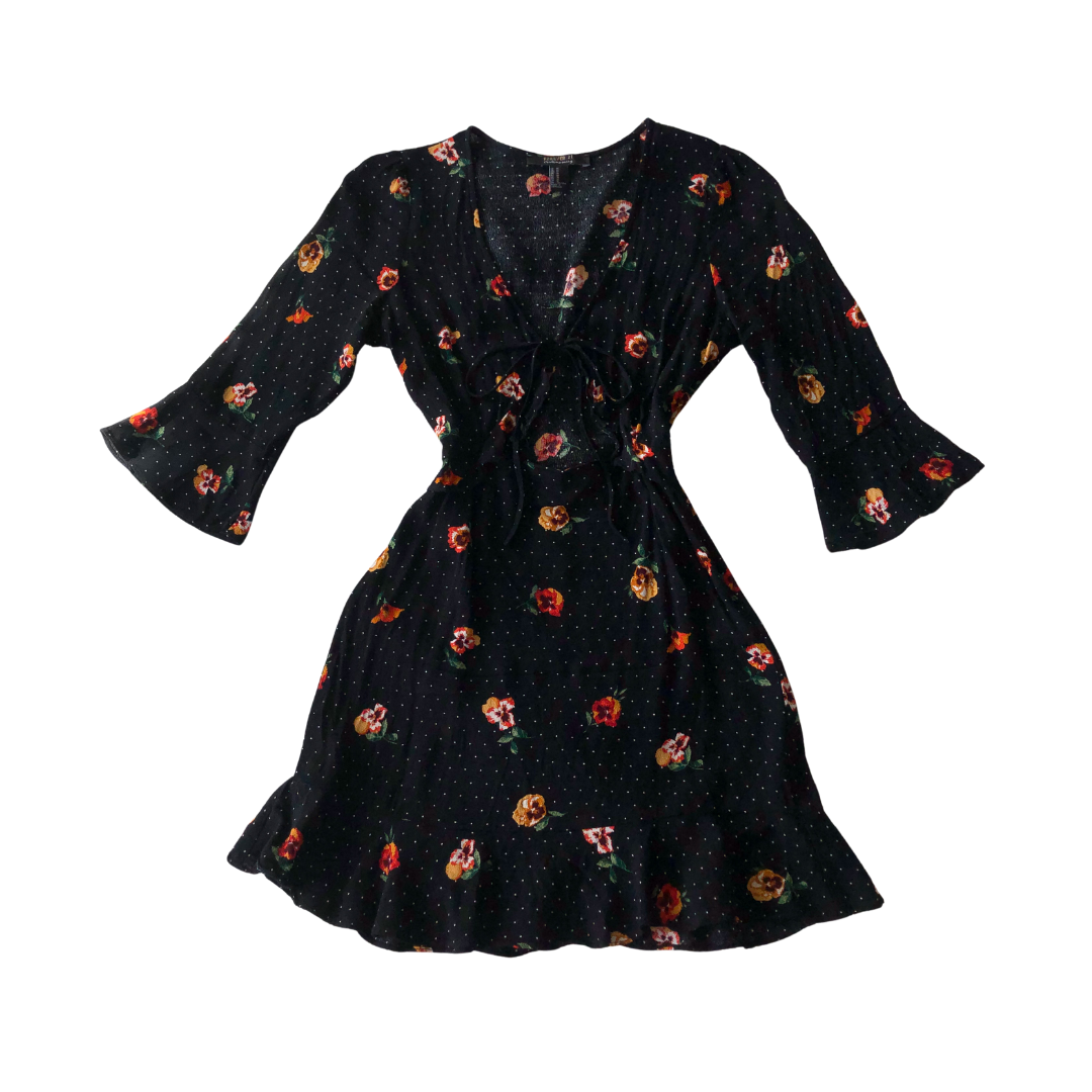 Vestido negro floral
