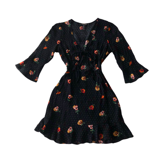 Vestido negro floral
