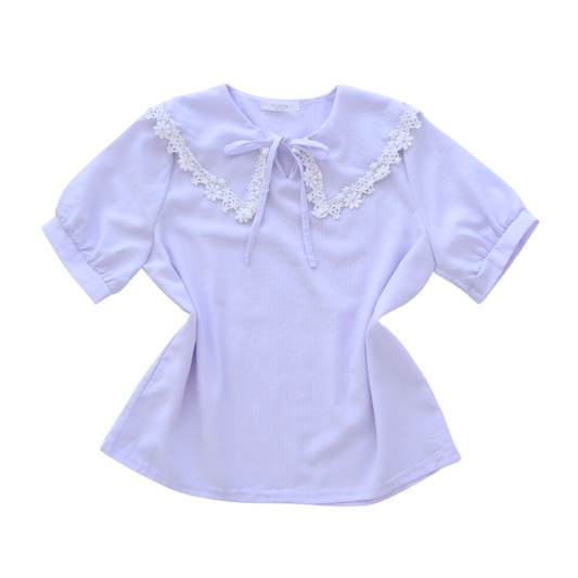 Blusa lila con cuellito bordado