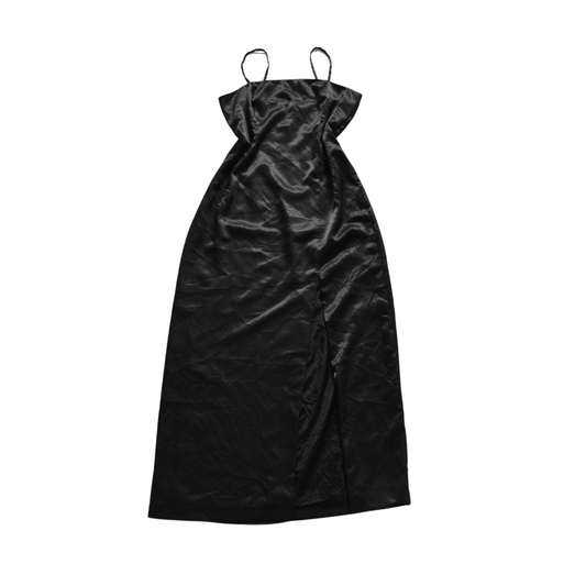 Vestido largo negro satinado