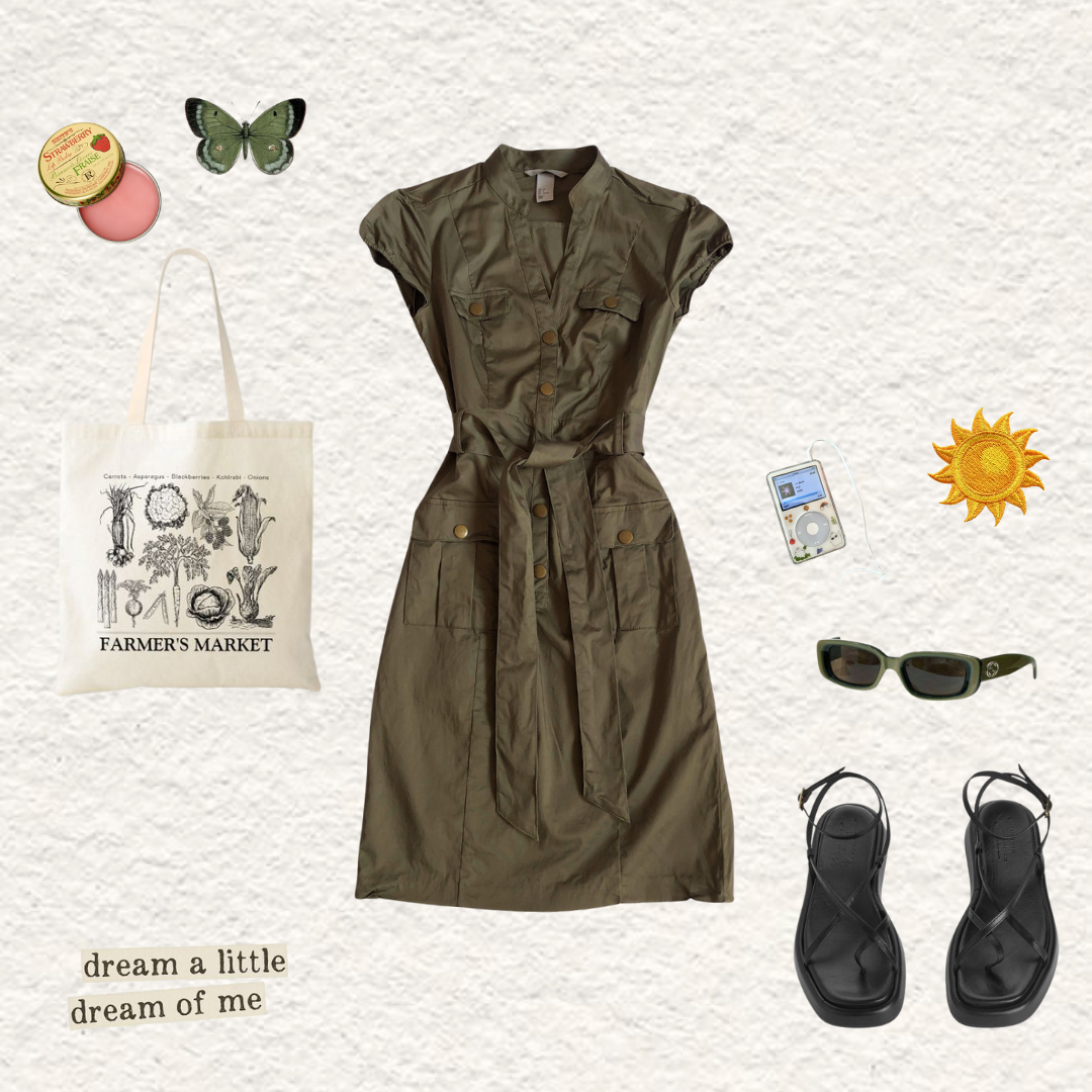 Vestido verde oliva con botones