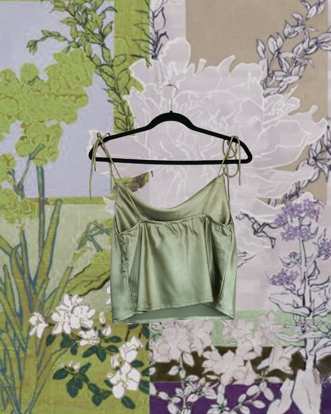 Top verde satin