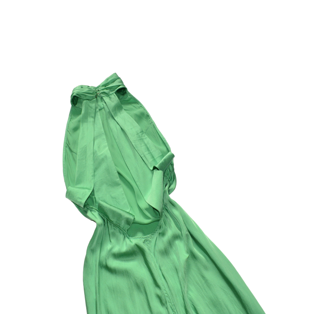 Vestido verde largo de seda