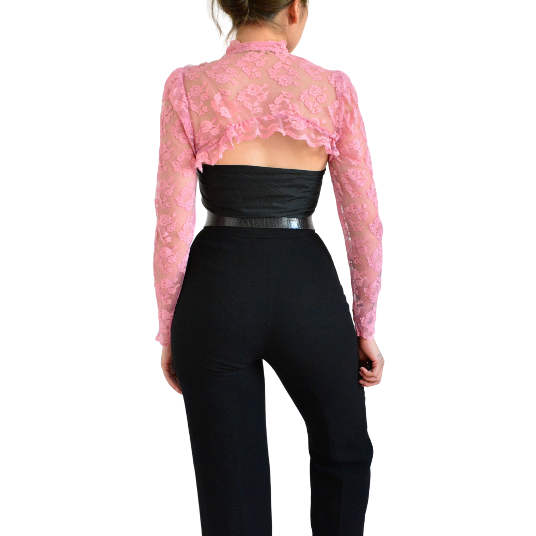 Mangas de encaje rosa