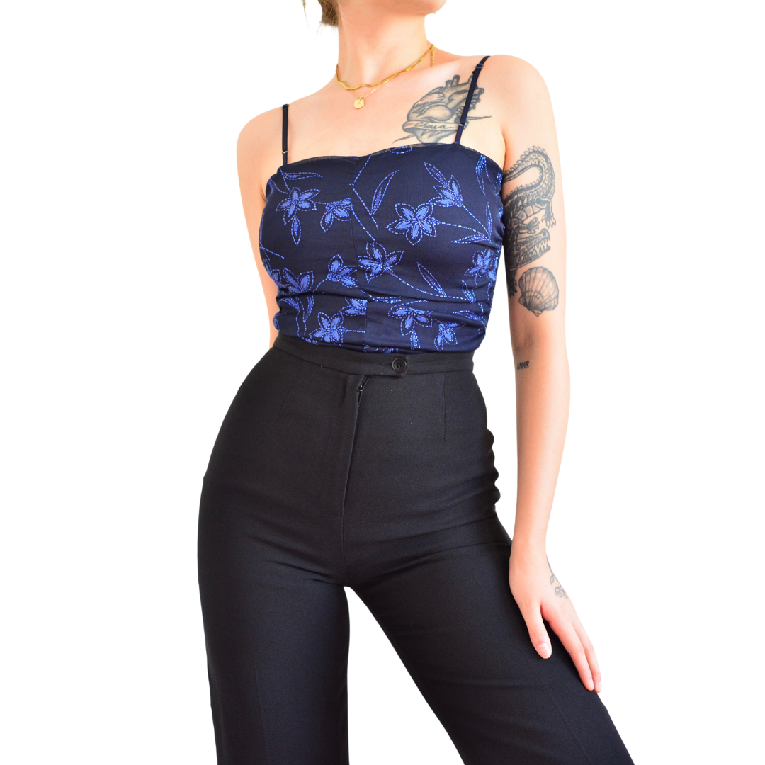 Blusa mesh con glitter floral