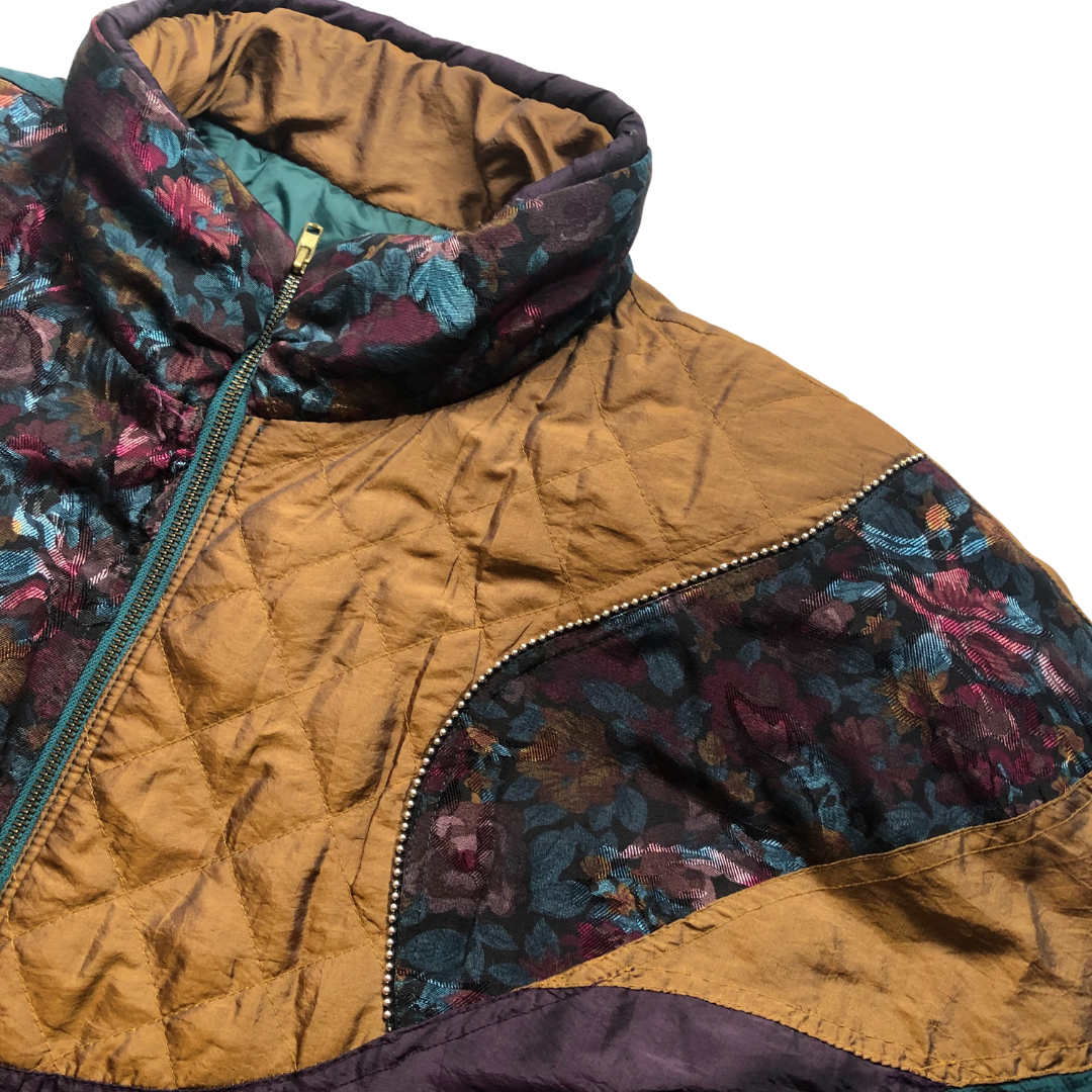 Chamarra 80s bomber patchwok floral