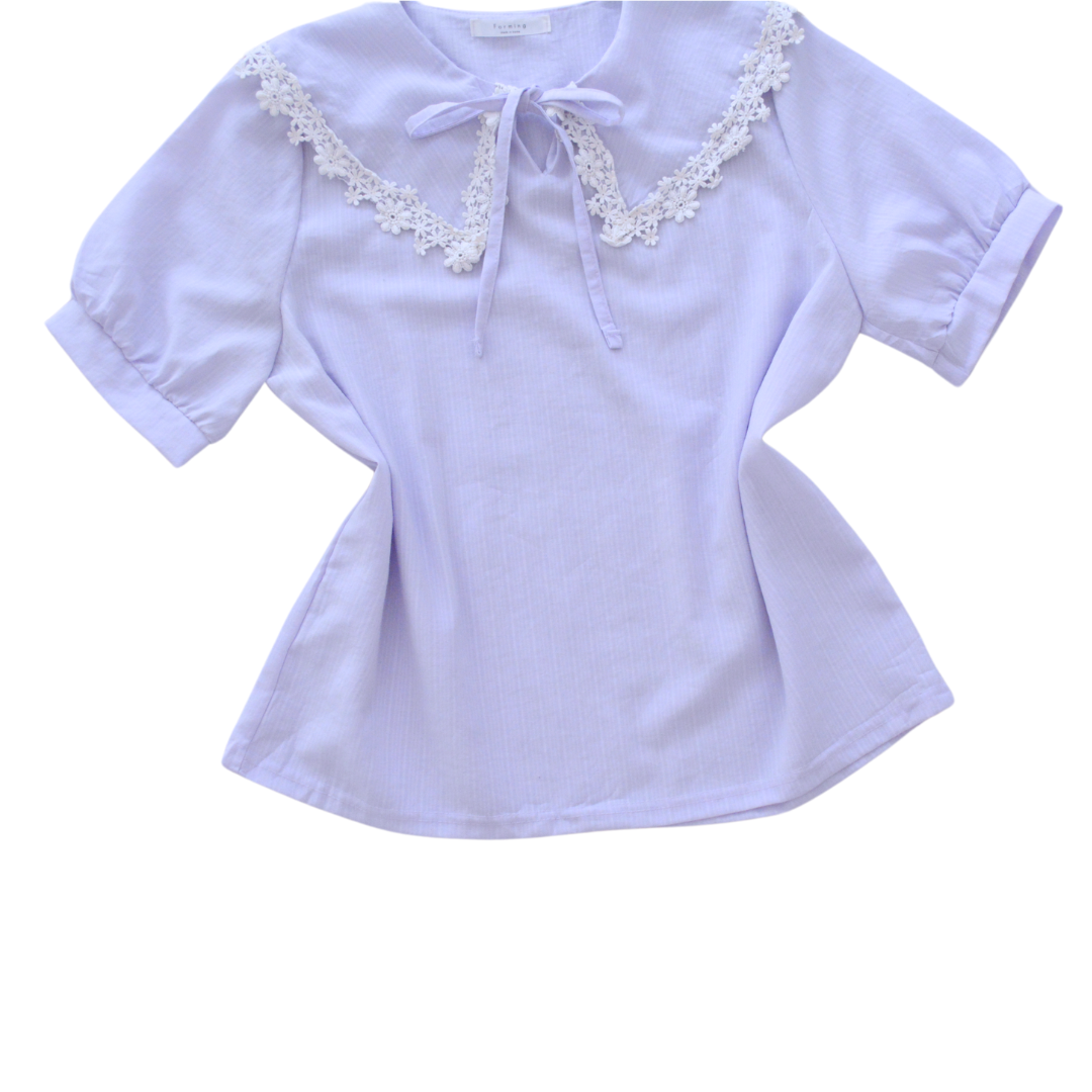 Blusa lila con cuellito bordado