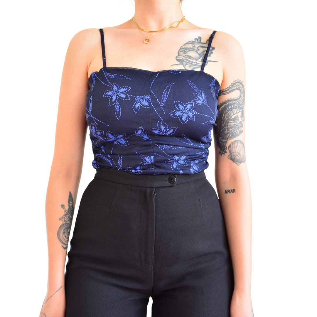 Blusa mesh con glitter floral