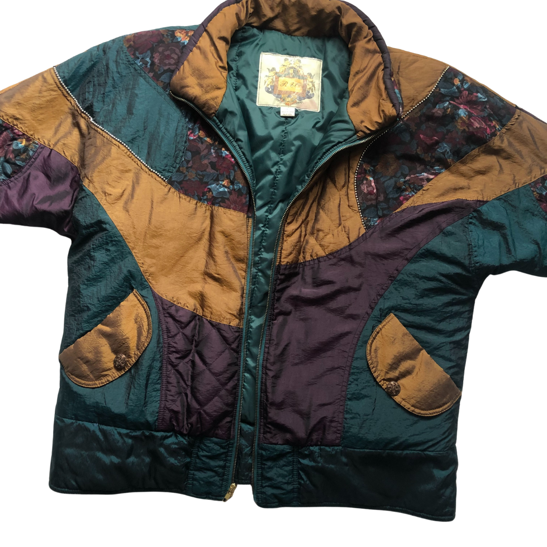 Chamarra 80s bomber patchwok floral