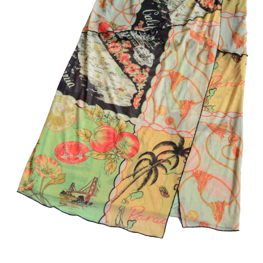 Vestido mesh con postales y mapas