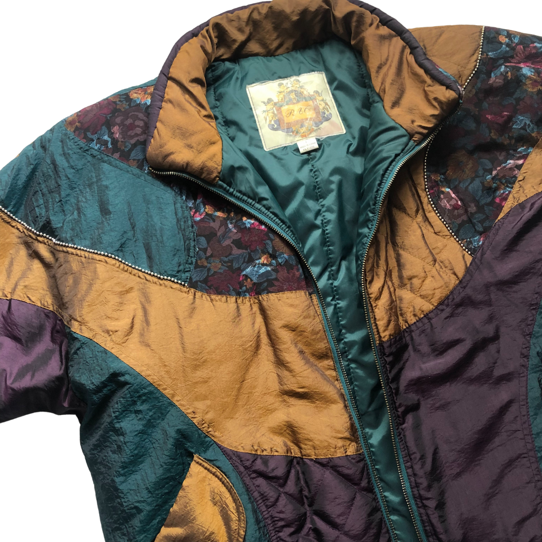 Chamarra 80s bomber patchwok floral