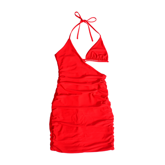 Vestido rojo drappeado