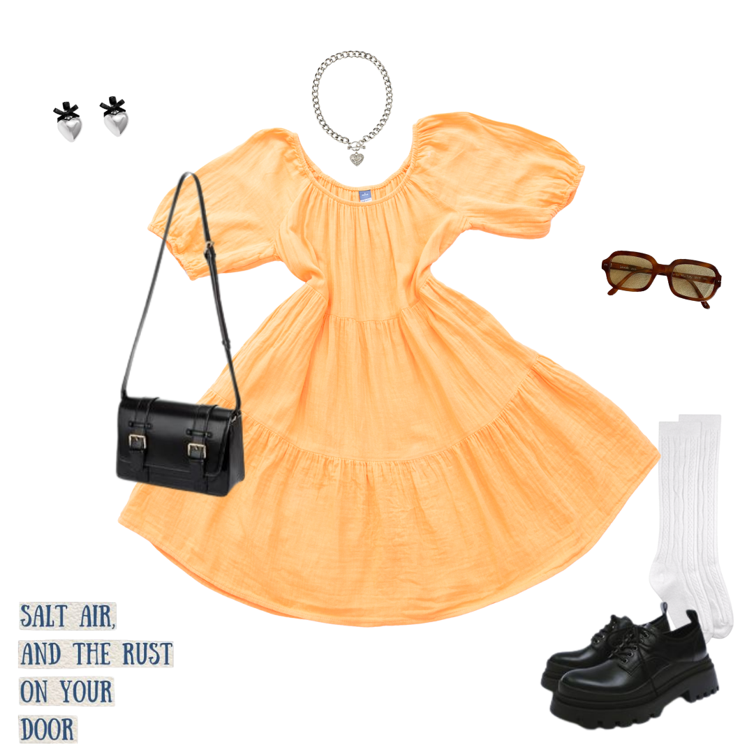 Vestido melón popelina