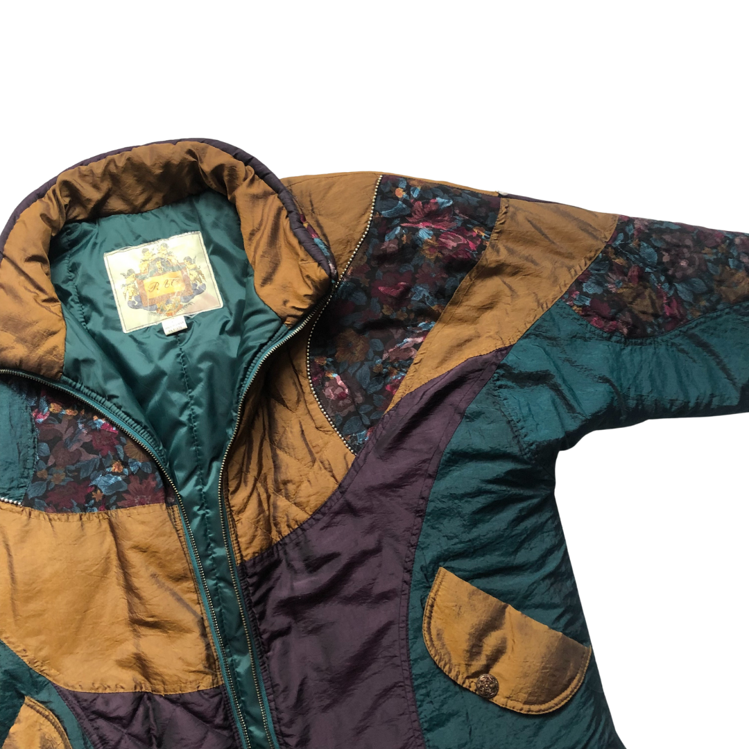 Chamarra 80s bomber patchwok floral