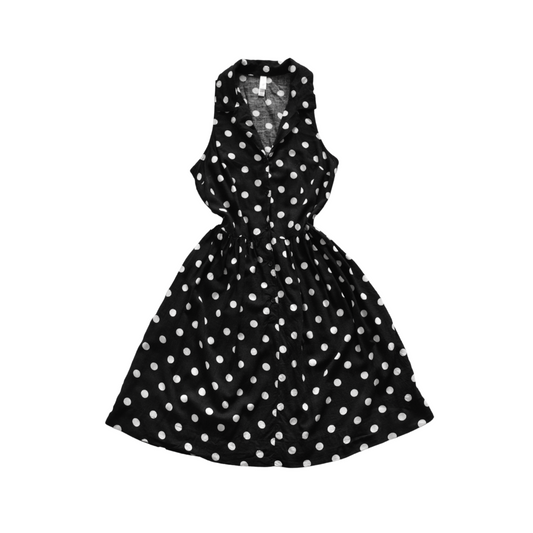 Vestido nego polka dots con bolsas