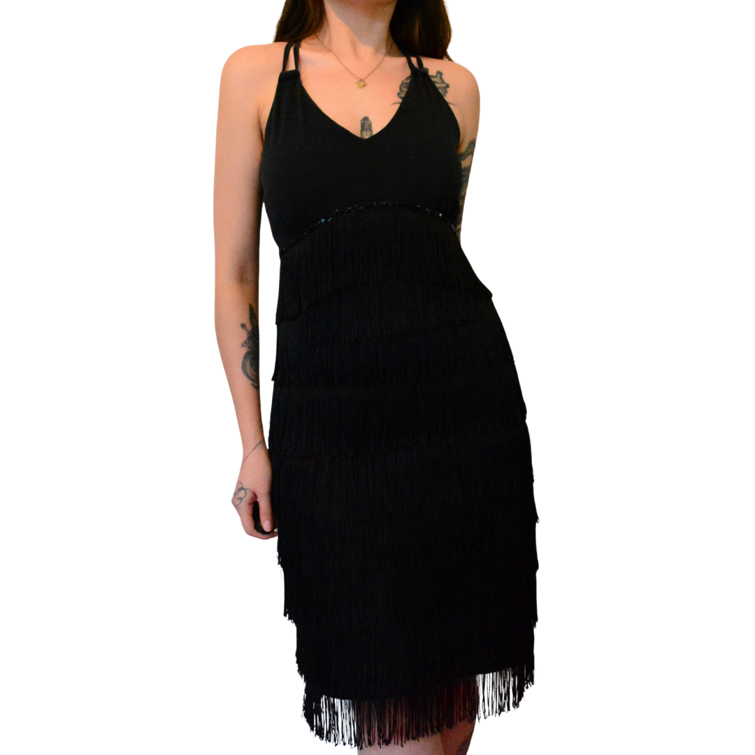 Vestido negro flapper