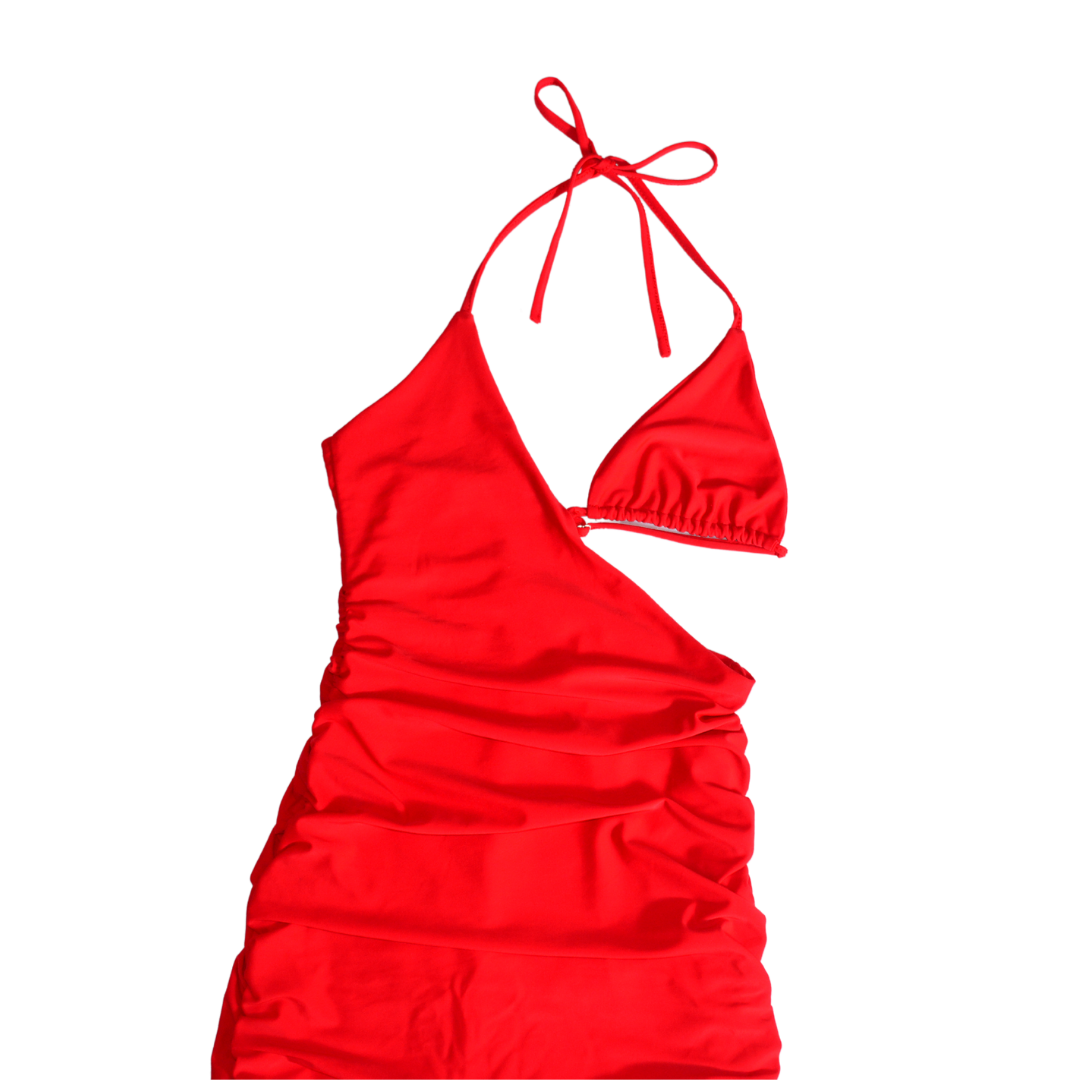Vestido rojo drappeado