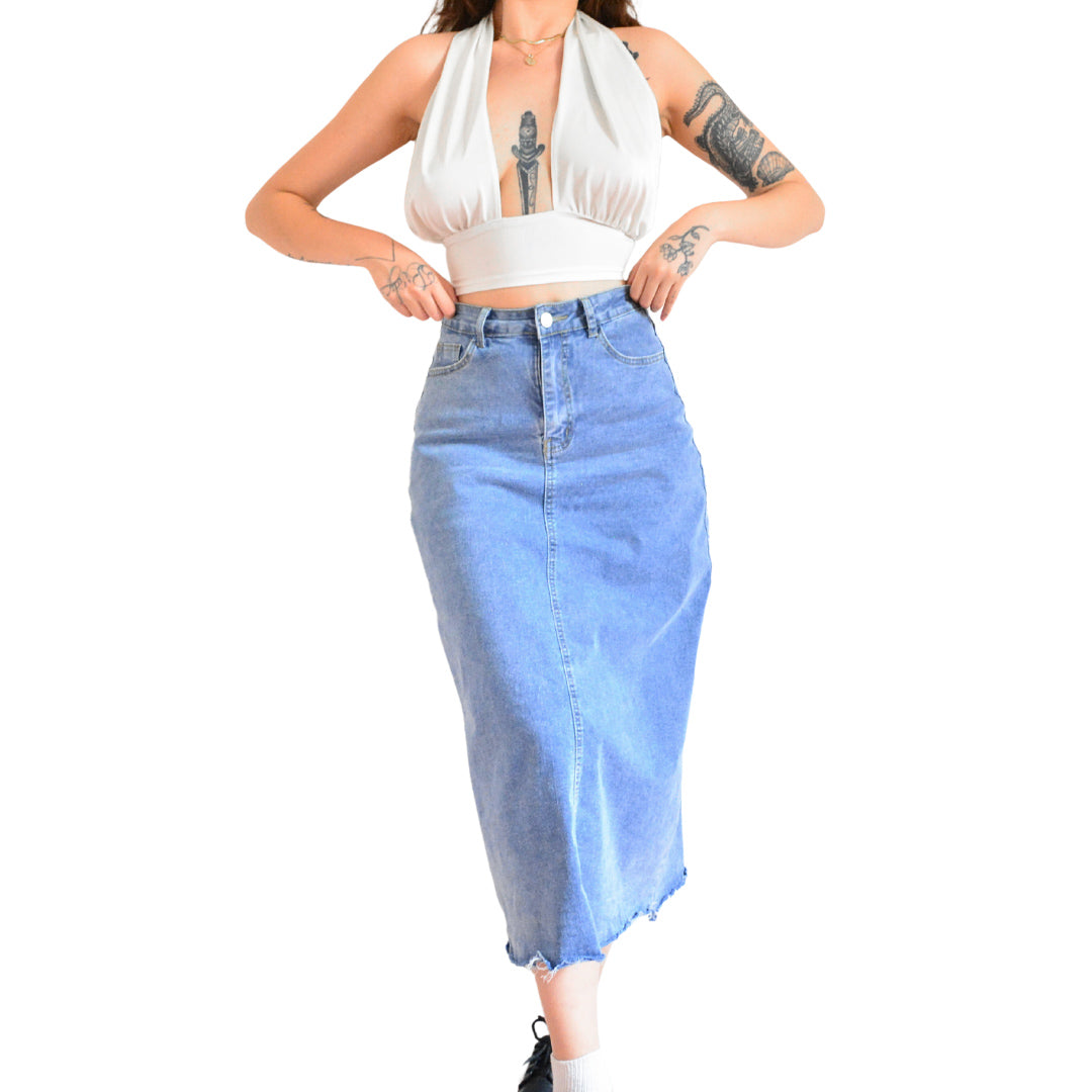 Falda denim larga