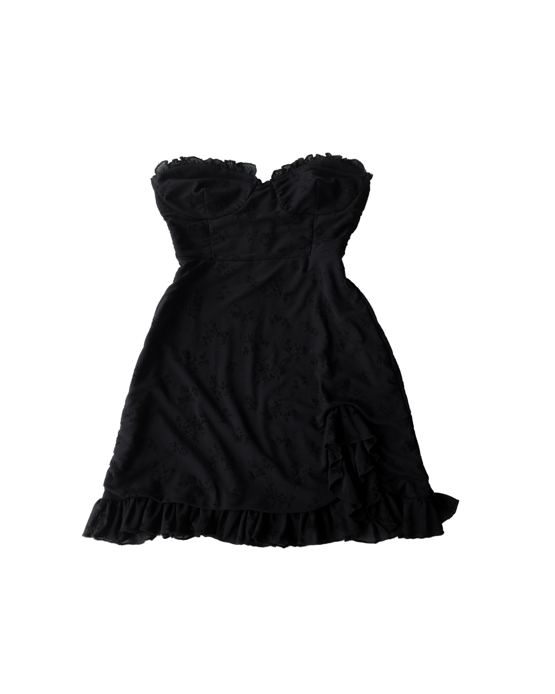 Vestido negro mesh abertura lateral