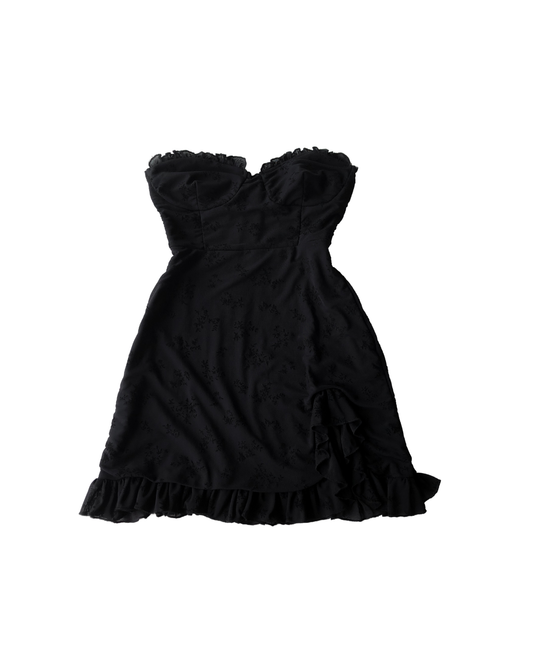 Vestido negro mesh abertura lateral