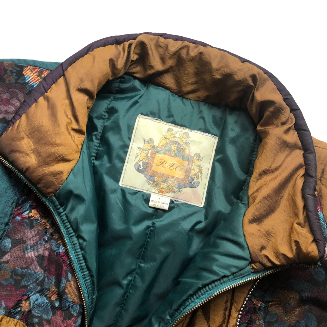 Chamarra 80s bomber patchwok floral