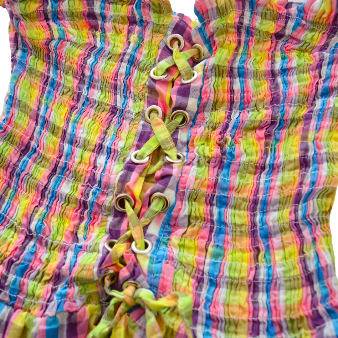 Blusa de cuadros corset fruncida