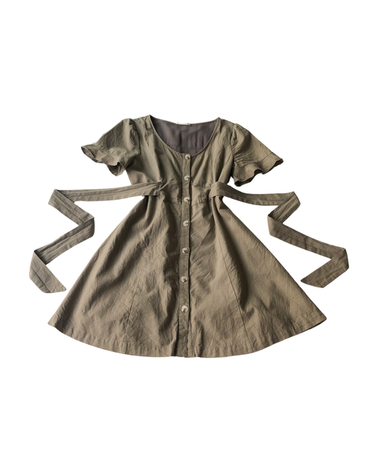 Vestido verde olivo de botones
