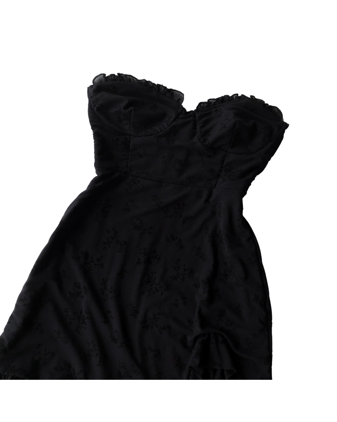 Vestido negro mesh abertura lateral