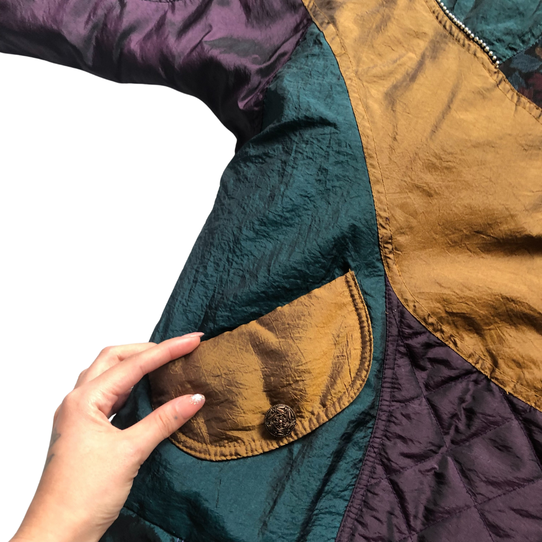 Chamarra 80s bomber patchwok floral