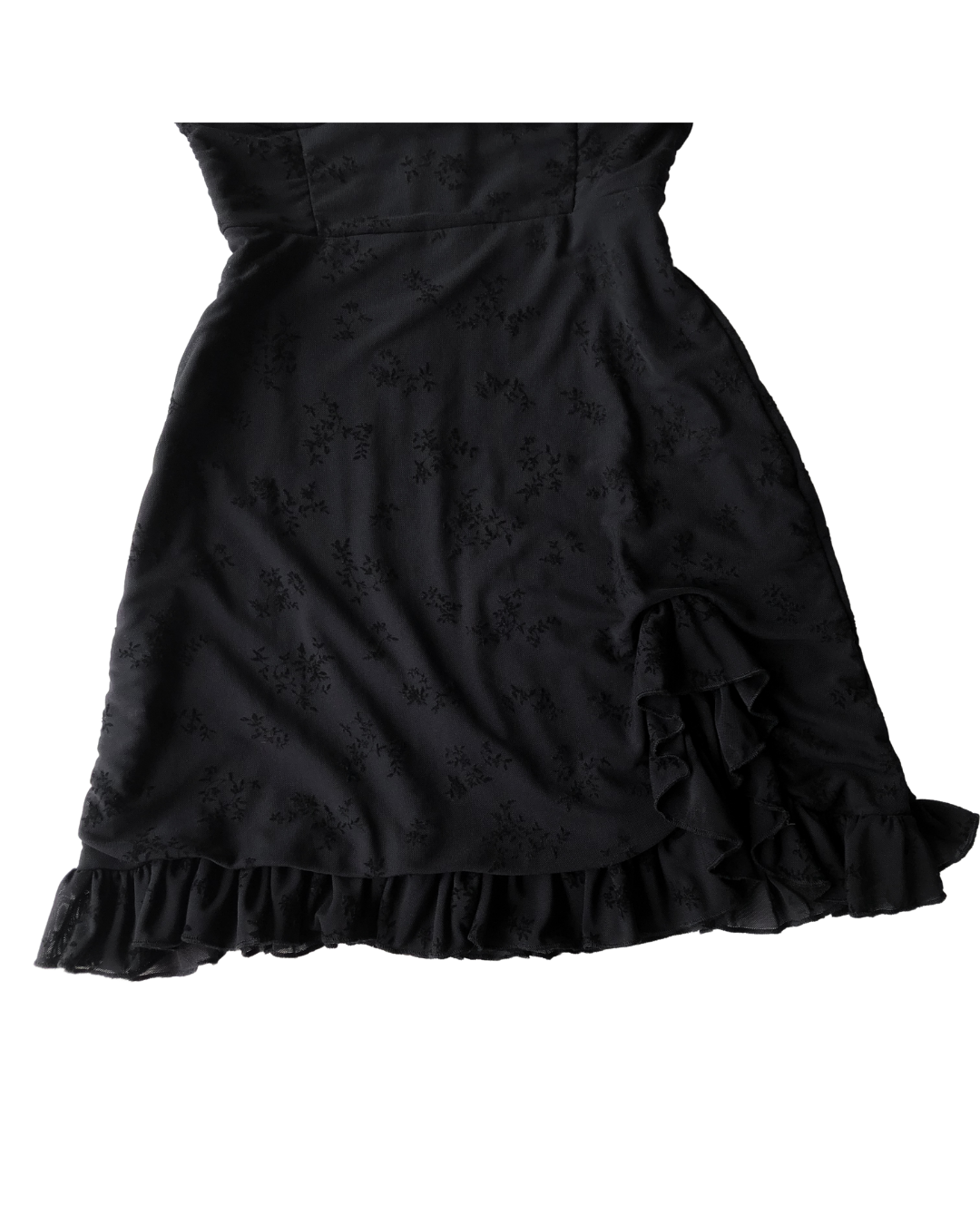Vestido negro mesh abertura lateral