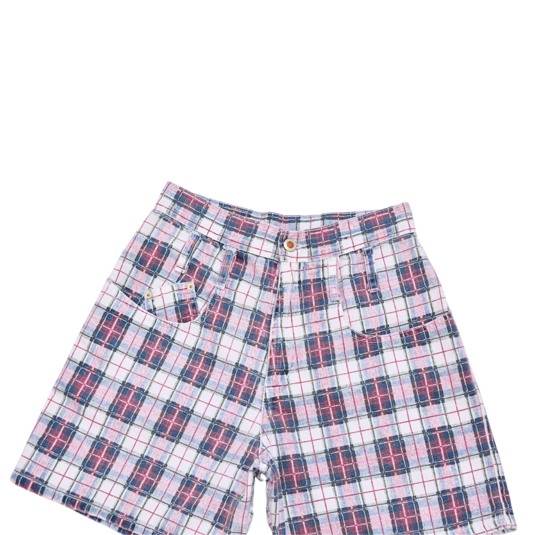 Momshort Steel Jeans Plaid 80s