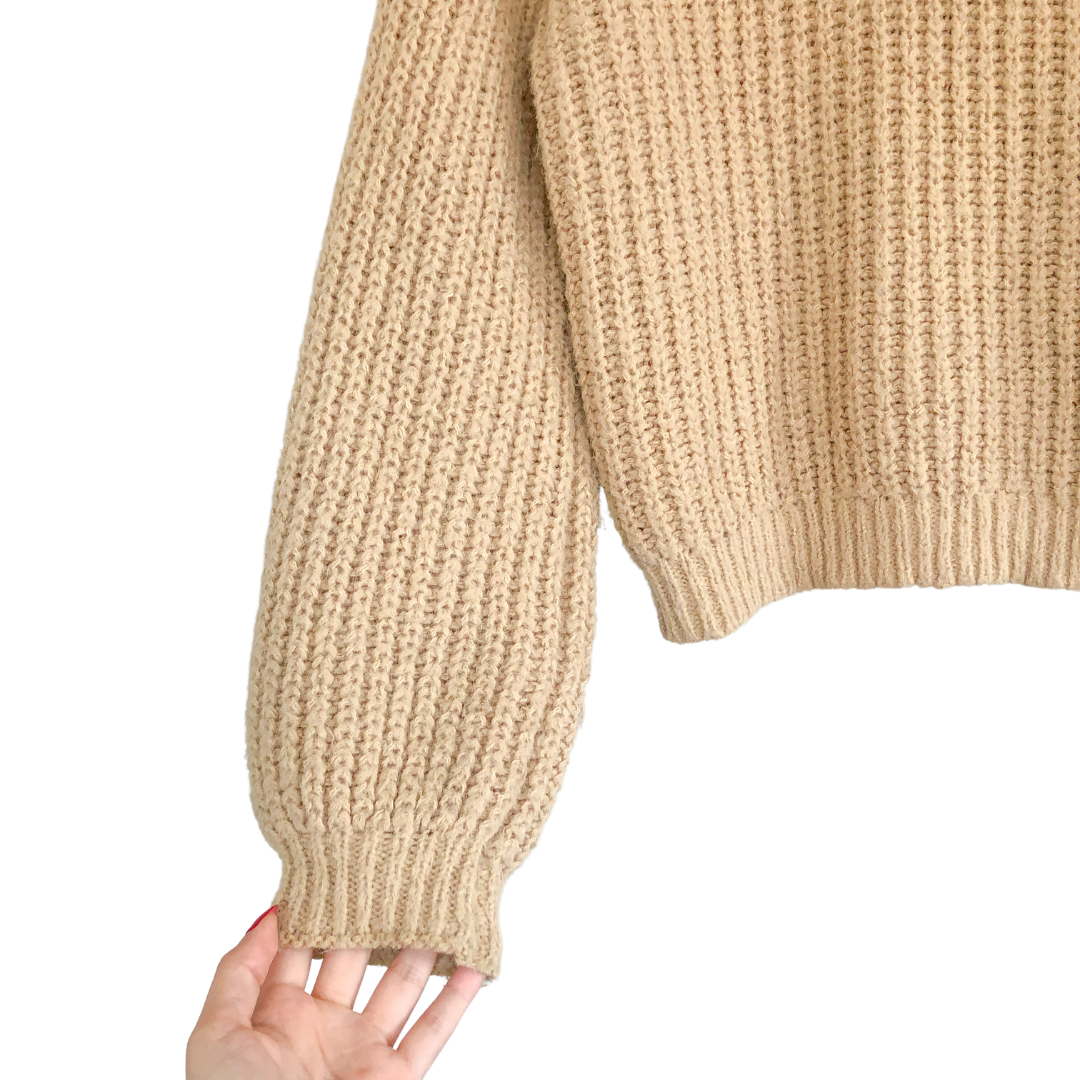 Suéter knit grueso beige vainilla
