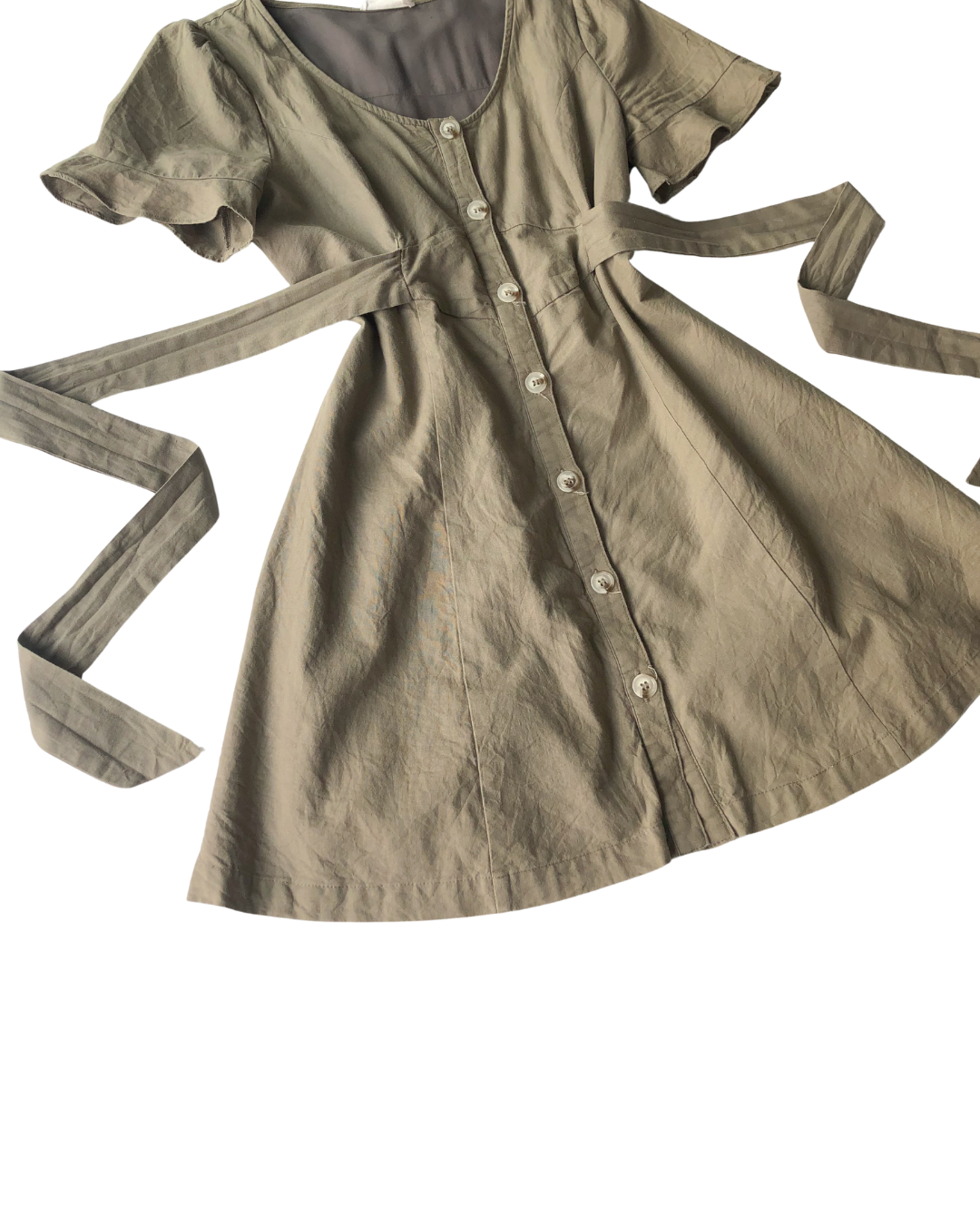 Vestido verde olivo de botones