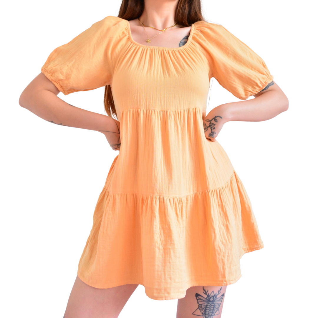 Vestido melón popelina